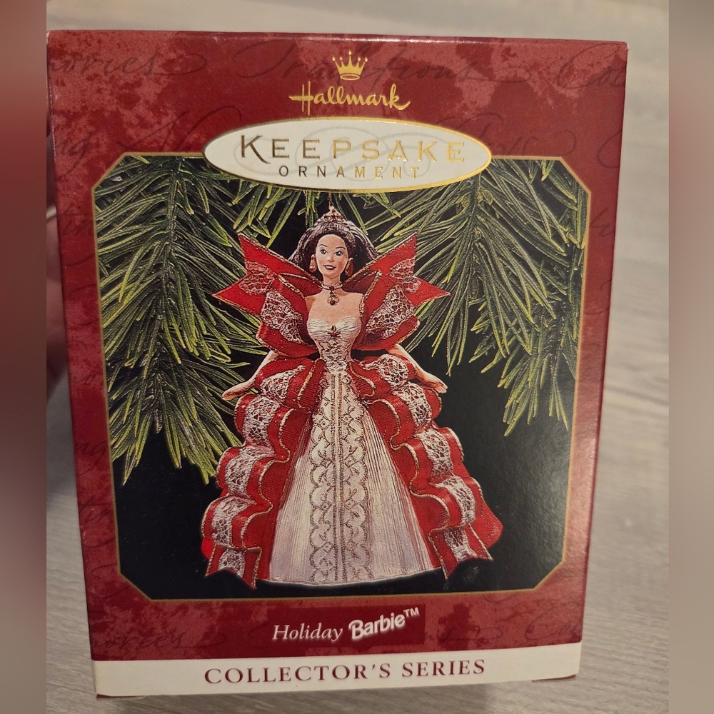 1997 Hallmark Keepsake Holiday Barbie Ornament - Red and Cream
